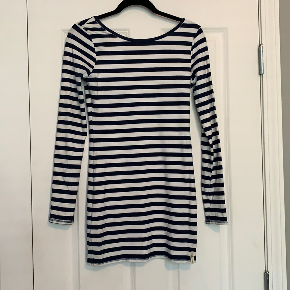 Billabong navy and white striped long sleeve dress